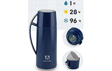 (1010-1000-bl) Термос с узким горлом со стеклянной колбой Арктика, 1000 мл (синий)